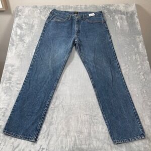 Lee Regular Fit Mens Jeans 36x32 Blue Medium Wash Straight Leg Denim